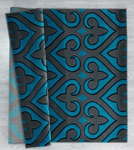 Blue Curves Hearts Swirls Dotted Contemporary Area Rug Geometric 2050 11469 - Picture 2 of 16