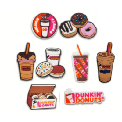 5er Pack Dunkin Donuts Thema Charms für Crocs, Bubble Slides & Clogs