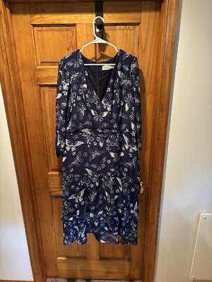 fall midi dress long sleeve Adrianna Papell Floral Chiffon Midi Dress