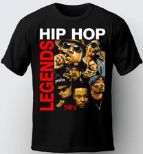 HIP HOP LEGENDS BLACK T-SHIRT. EAZY E, PAC, BIGGIE, SNOOP