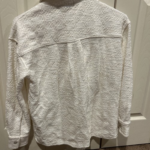NWT Rachel Zoe White Silver Sequins Button Down Top Shacket Boho Sz Xs - Picture 5 of 5