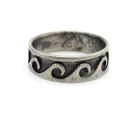 Vintage Sterling Silver Etched Wave Pattern Ring Sz 7.25 Band Ocean Sea Surfer
