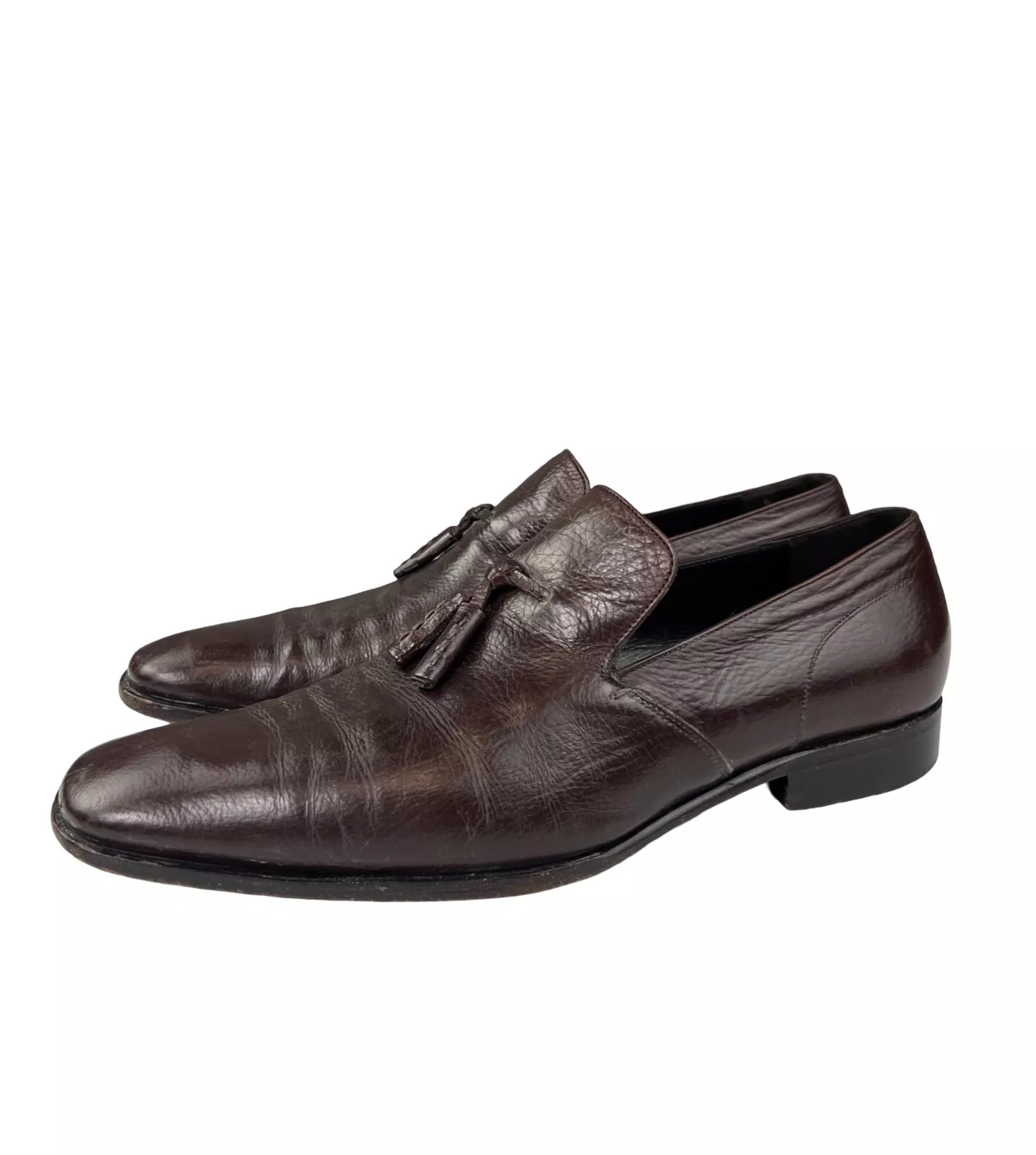 Mocassins vintage Gucci cuir marron à pompons chaussures classiques homme 44E