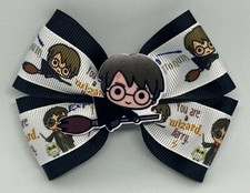 Hair Bow 4" Wide Harry Potter Quidditch Broom Flying Barrette, Clip or Ponytail