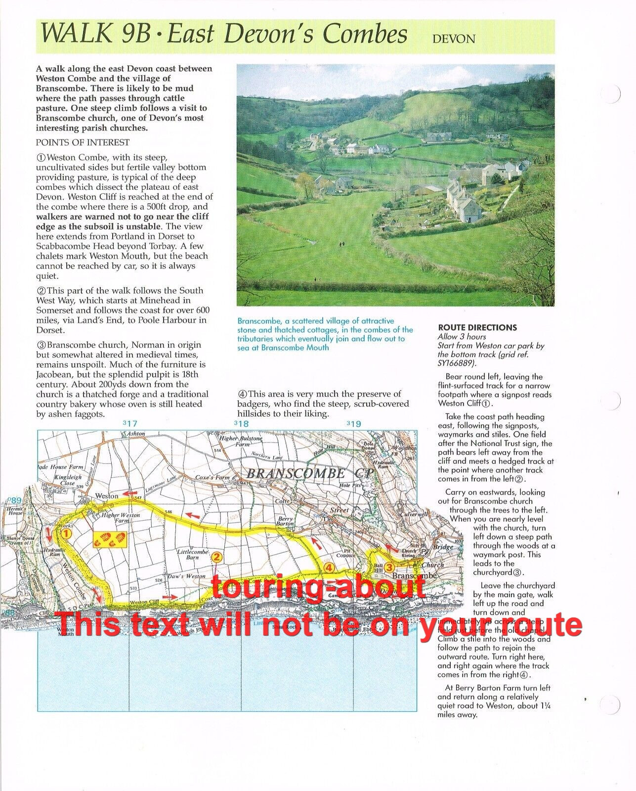 Branscombe Silverton Redlands Devon 2 Walking Routes & Maps 1990