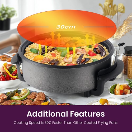 Round Cast Iron 1500w Electric Skillet With Non-stick Coating Electric