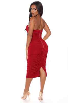 knee length dresses for ladies Bre Formal Satin Ruched Midi Dress main image 1