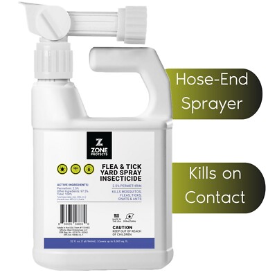 Flea & Tick Yard Spray; Permethrin Hose End Sprayer; Kills Fleas, Ticks, Spiders