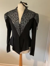 Vintage Roots two piece party outfit uk 12 black with lurex features Space age