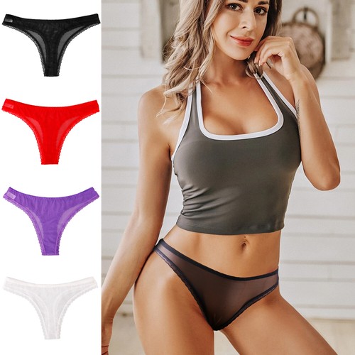 Women's Sexy Mesh Sheer Thong Ultra-thin Panties See-through Lingerie Panties - Picture 14 of 60