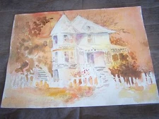 Original Watercolor By Peg Humphreys, Victorian Mansion 12"x 9"