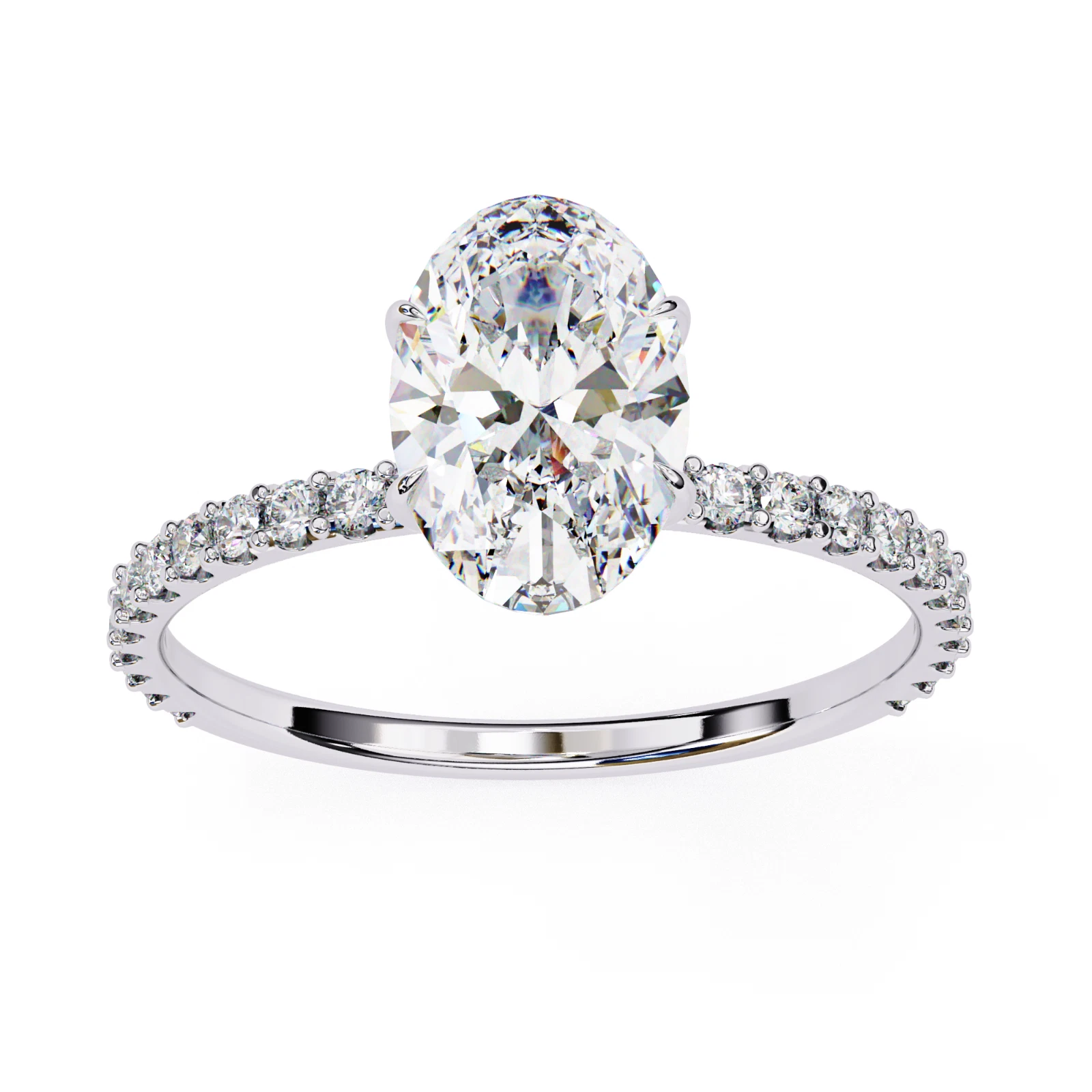 1.49 Ct Oval Lab Grown Diamond Ring IGI Certified 14k White Gold image-3