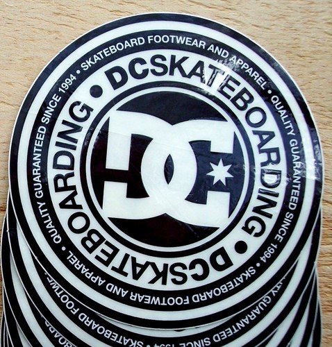 Lot 10 Vintage DC Skateboard Stickers 4" Black - Picture 2 of 3