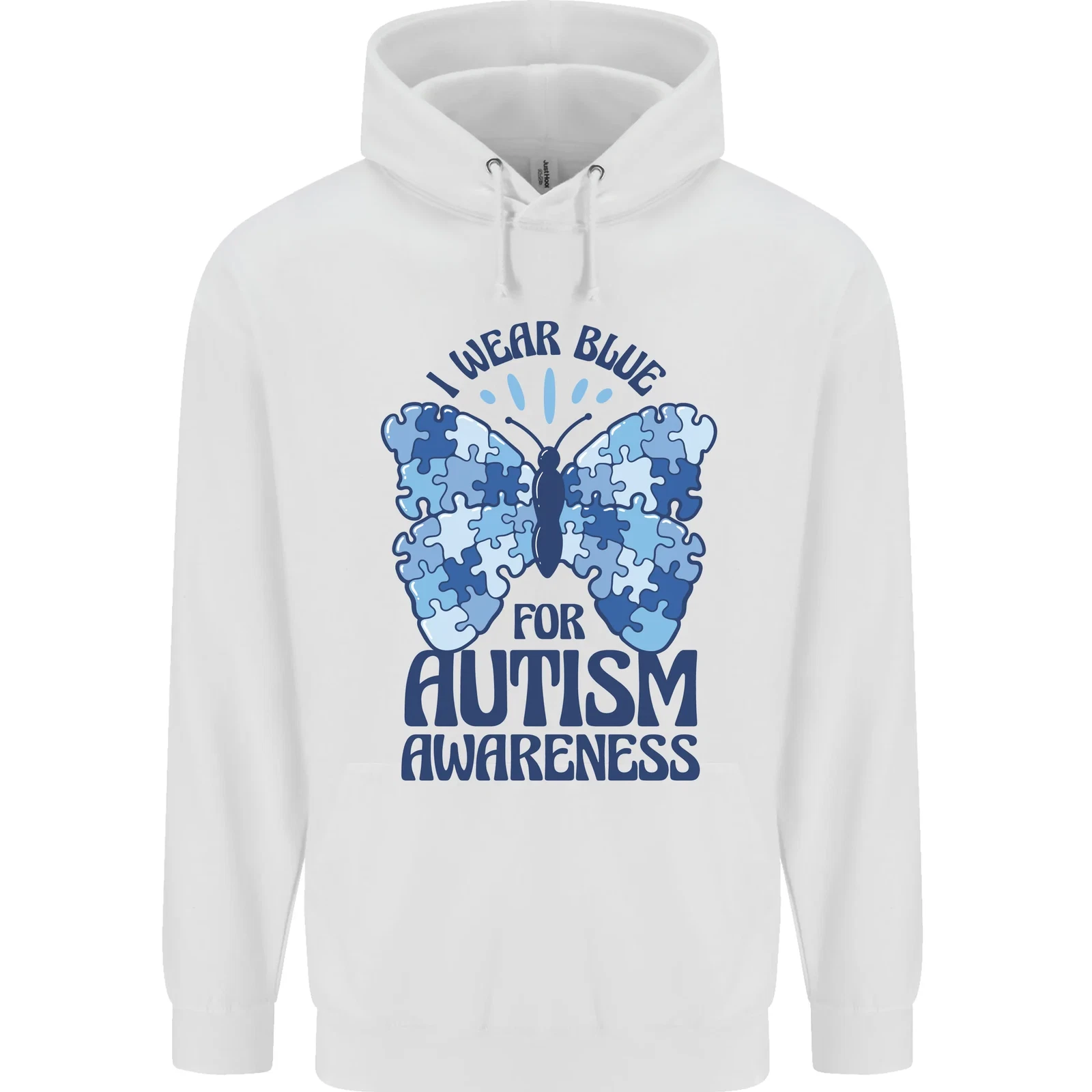 I Wear Blue For Autism Butterfly Autistic Childrens Kids Hoodie