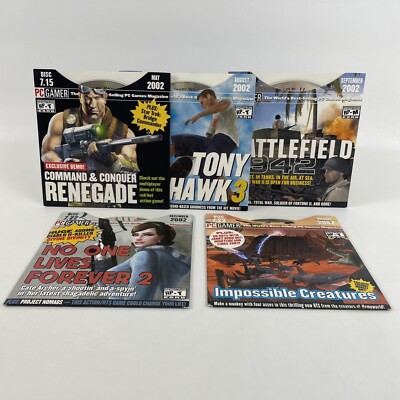  Lot Of 5 PC Gamer Magazine Demo Discs Tony Hawk Command & Conquer 2002 
