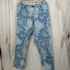 Talbots Women  s 8 Blue Patterned Relaxed Chino Pants New
