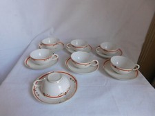 Set Of Seven Tea And Coffee Cups With Saucers Porcelain Muslin