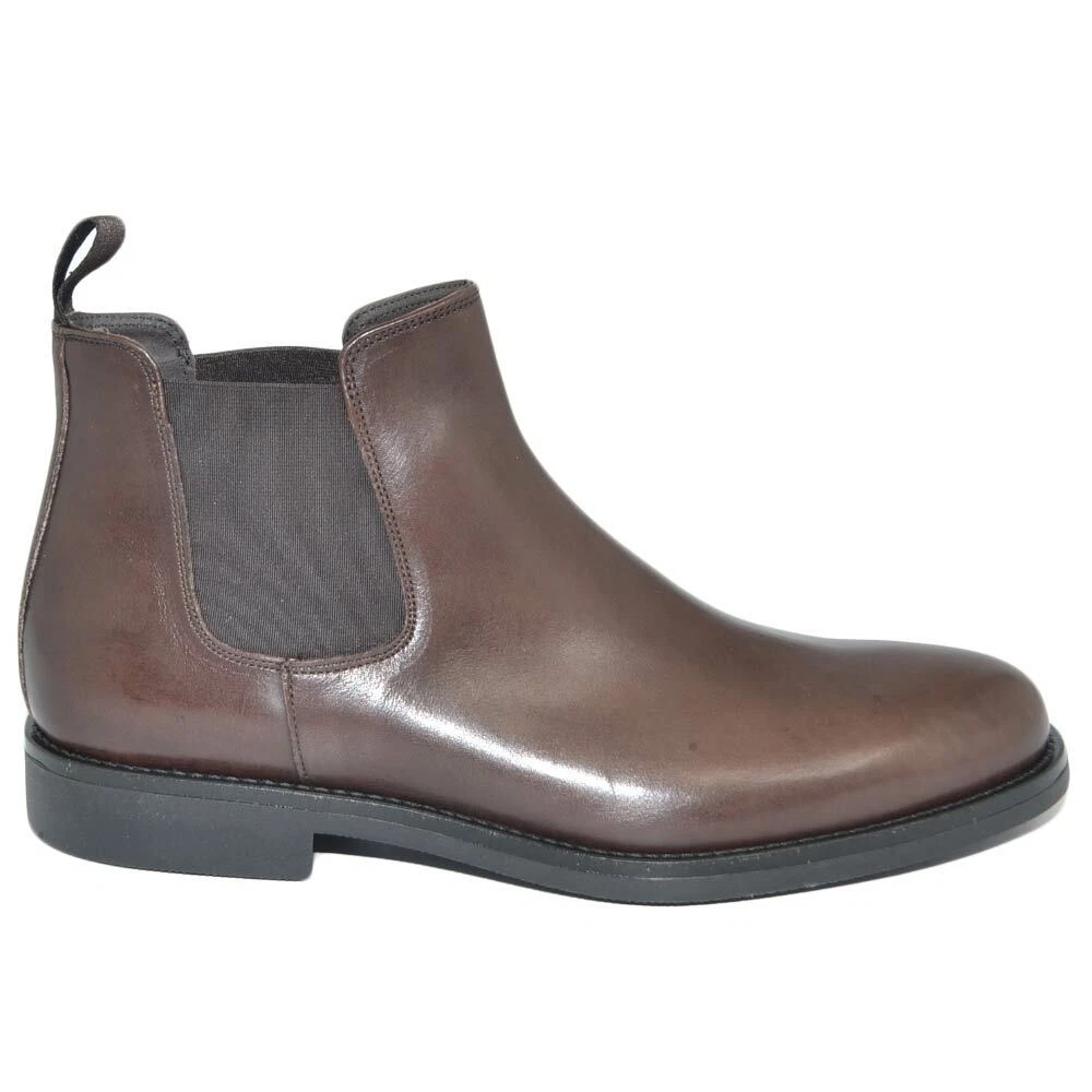 Beatles uomo stivaletto con elastico in vera pelle marrone collo