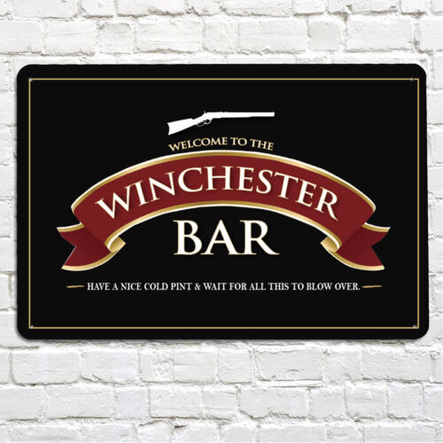 The Winchester Bar cinta roja etiqueta cerveza pub casa bar A4 letrero de metal - Imagen 1 de 2