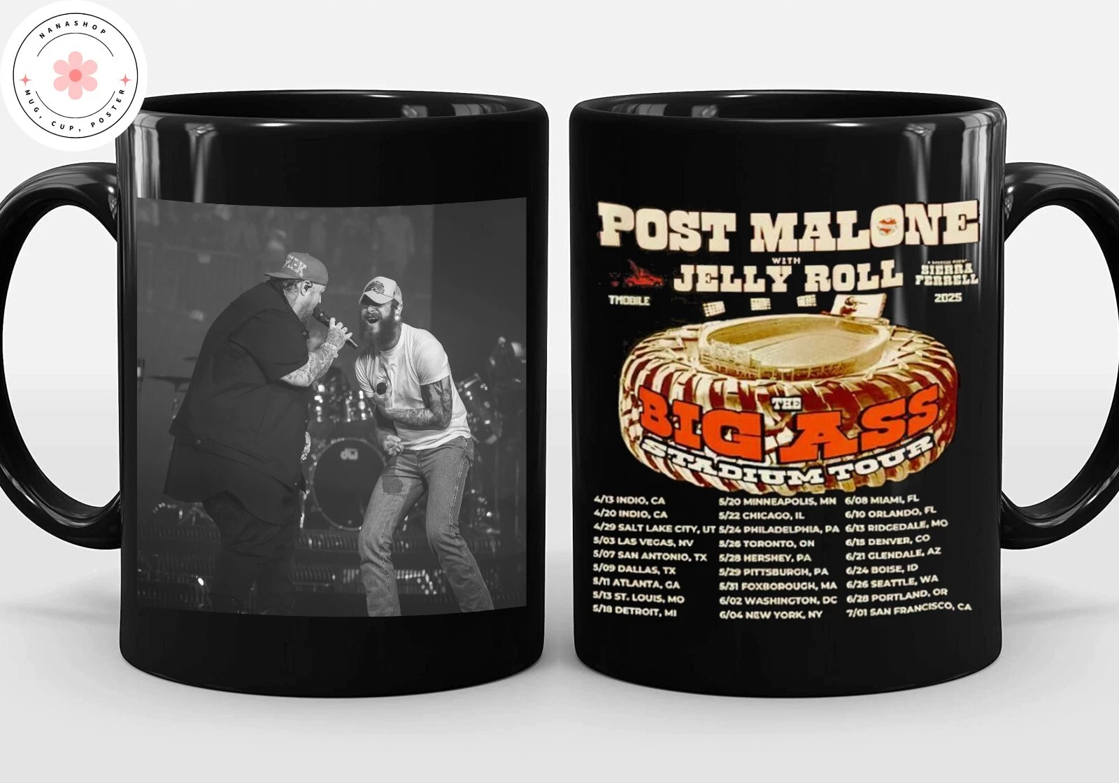 Post Malone Jelly Roll Big Ass Stadium 2025 Coffee Mug