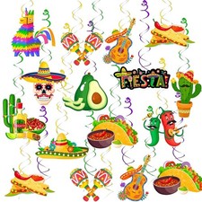 33 PCS Mexican Fiesta Cinco De Mayo Taco Party Hanging Swirl Ceiling Decor