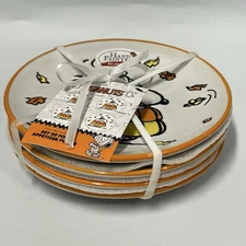 Peanuts Snoopy Fall Puffer Jacket 6” Appetizer Snack Plate Set of 4