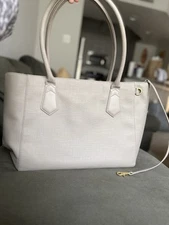 Dagne Dover Signature Classic Tote Taupe  – Neoprene, Laptop, Pockets 