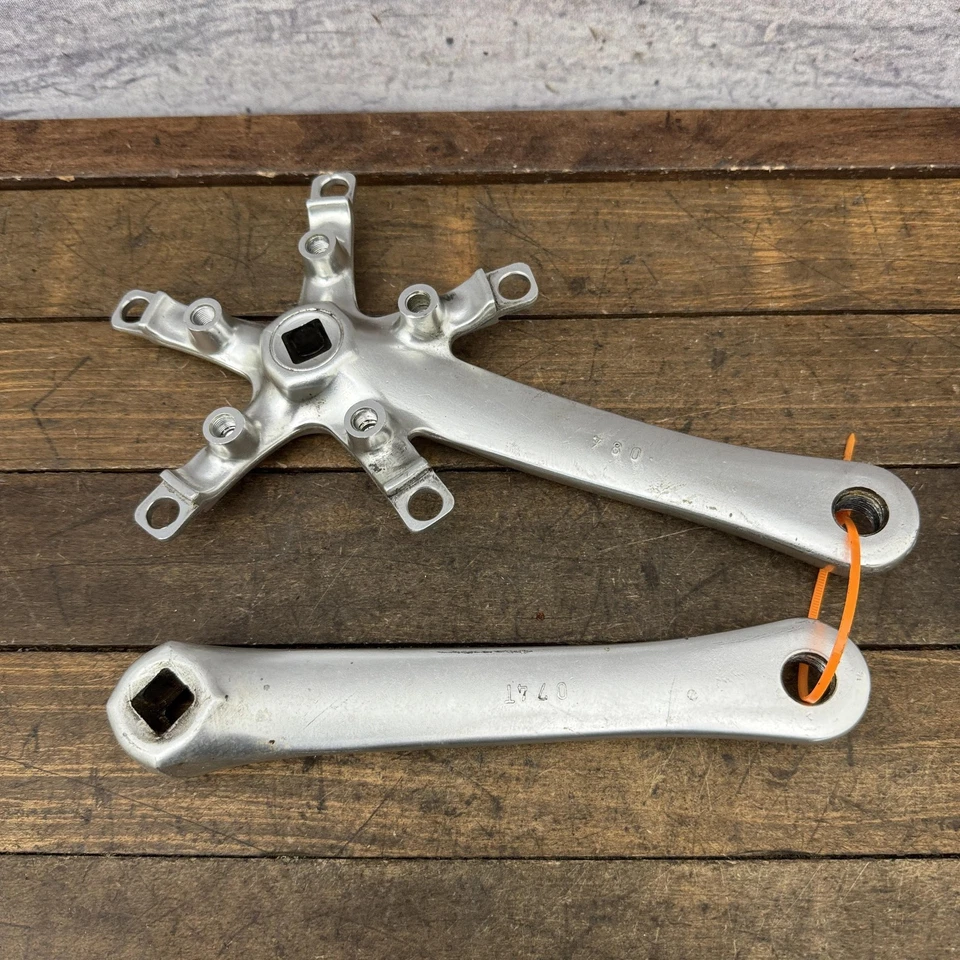 Juego de bielas vintage Campagnolo Mirage TRIPLE 170 mm 5 pernos 135 BCD cónico cuadrado Foto 3 de 4