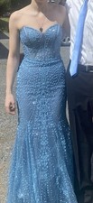 Beautiful Alyce size 0-2 french blue corset-style, strapless prom dress.