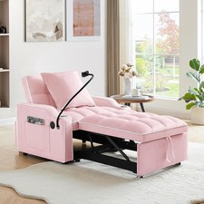 Convertible Sleeper Sofa Chair 3 in 1 Pull Out Chair Bed with USB  Phone Holder