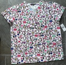       Cassandra O  Penguin Christmas Scrubs NWT Women  s SZ LG     
