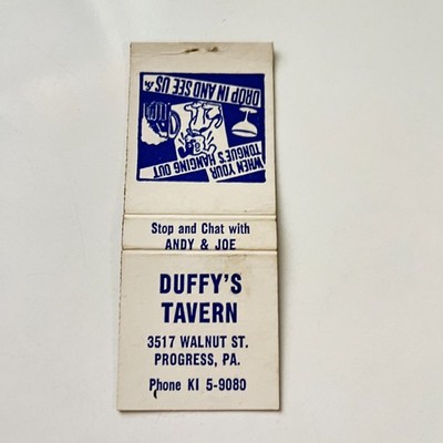 Duffy's Tavern Walnut St Andy & Joe Progress PA Vintage Matchbook Cover 4MB99-4