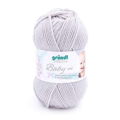 GRÜNDL WOLLE BABY UNI 50 GRAMM HELLGRAU 100G/4,58 EURO NEU OVP
