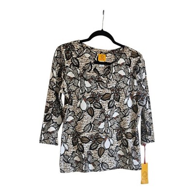 Ruby Rd. NWT Womens M Top Floral 3/4 Sleeves Split-Neck Multicolor