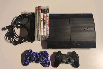  Sony PlayStation 3 PS3 Super Slim 500GB CECH-4004C + 2 Controller + 5 Spiele 