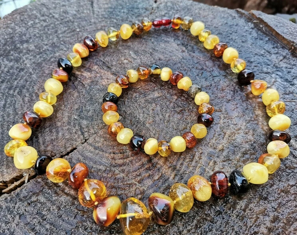 Ensemble collier et bracelet perles ambre de la Baltique bijoux vintage... - Photo 4/4