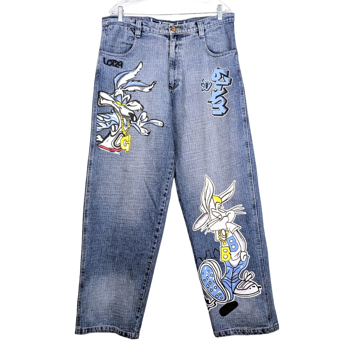 lot29 極太 バギー デニム ストリート LOONEY TUNES W40 Lot29 Looney Tunes Jeans Men 36x32 Bugs Bunny Wile E Baggy