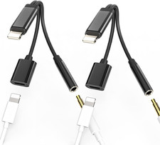 2 Pack Lightning to 3.5mm Headphone Adapter, Apple MFi Certified Audio and Charg