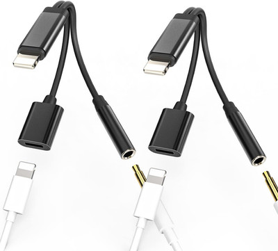 2 Pack Lightning to 3.5mm Headphone Adapter, Apple MFi Certified Audio and Charg