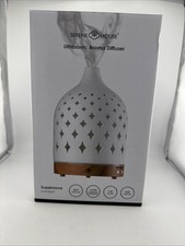 Serene House Supernova White 125 Ceramic Ultrasonic Aroma Diffuser w/ Wood Base