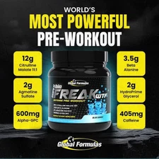 GLOBAL FORMULAS SUPER BIOFREAK WTF Intense Pre-Workout Energy Focus 25 Servings
