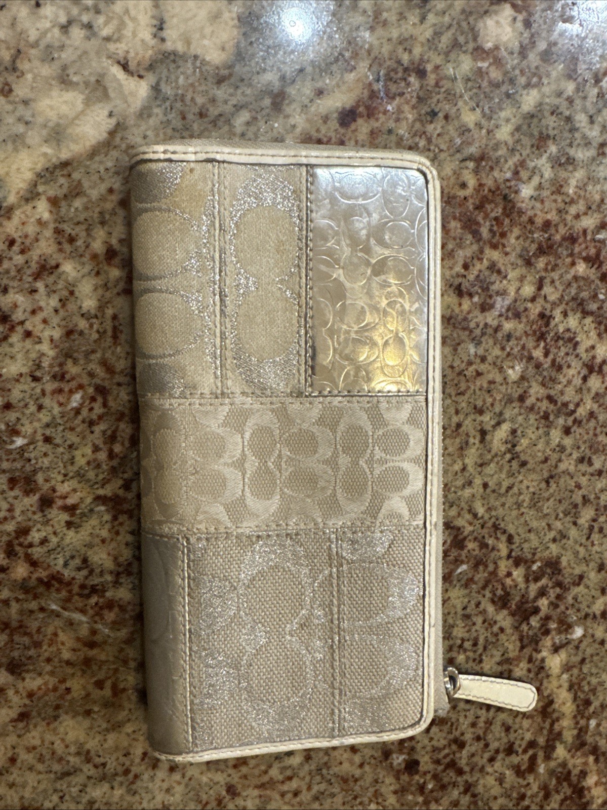 Coach Patchwork  Zip Around Wallet Cream- Beige A… - image 3