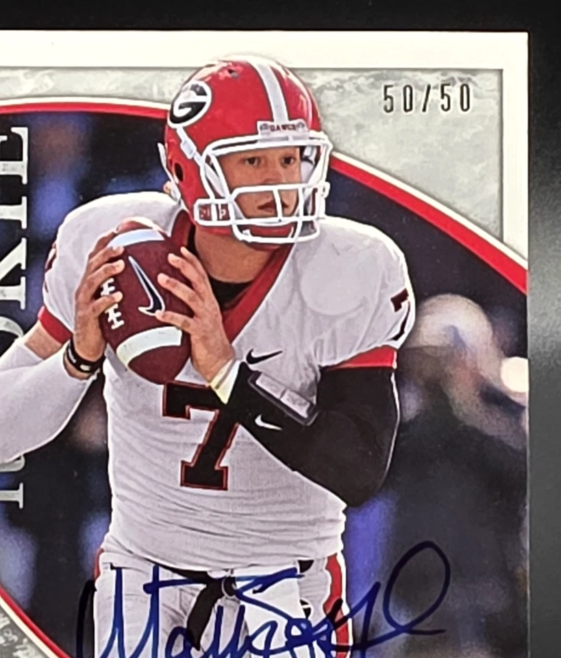 2009 UD Football Heroes Matthew Stafford RC Rookie On Card Auto 50/50 Lions Rams - Image 3 of 4