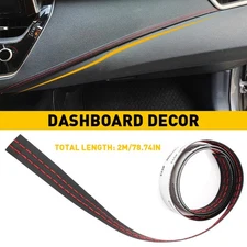 Red PU Leather Car Dashboard Decor Line Sticker Strip Trim Moulding Accessories