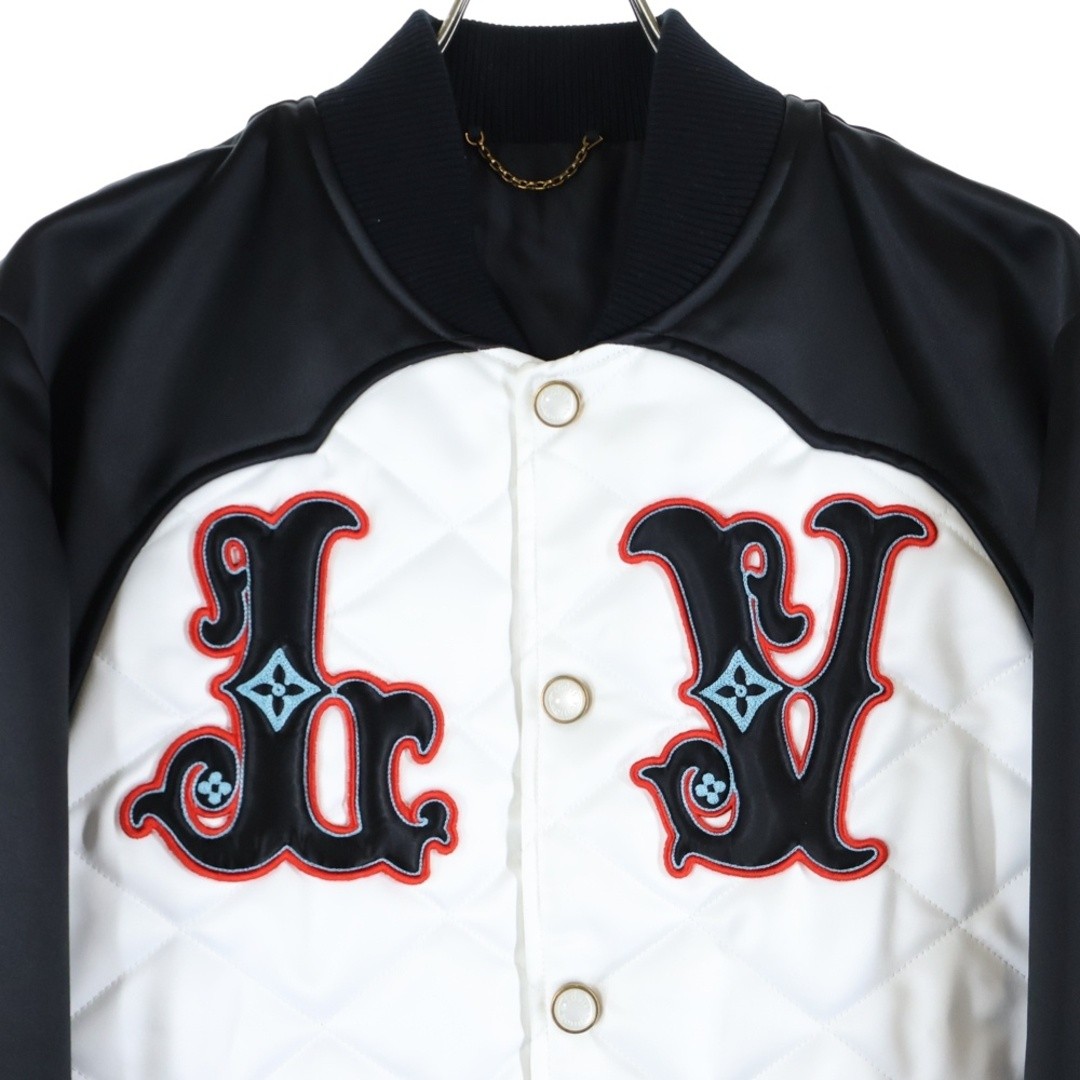 Louis Vuitton 24AW LV Patch Logo Bicolor Satin Quilted Snap Button Bomber Used e thumbnail 3