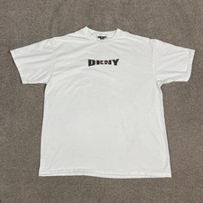 Vintage 90s DKNY Graphic T Shirt Mens Large White Short Sleeve Made in USA