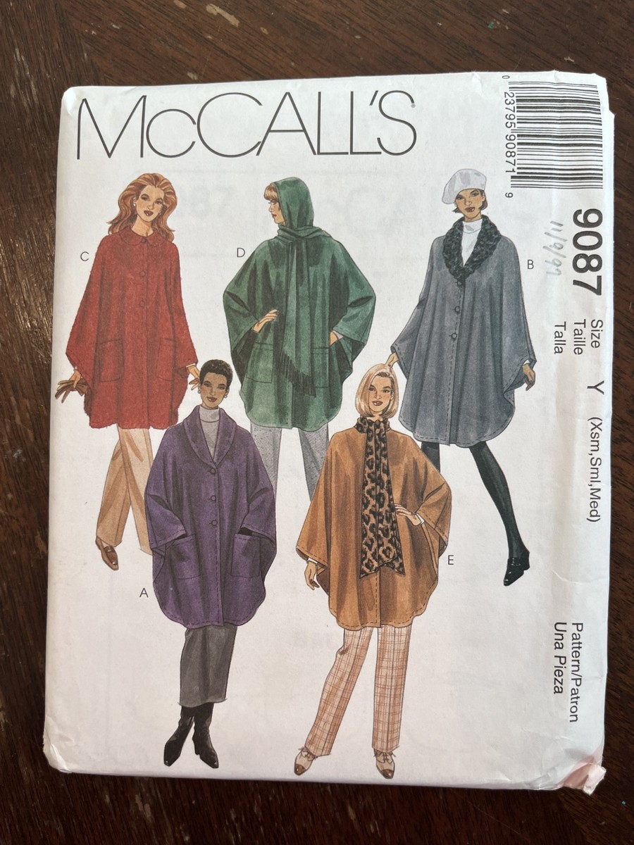 McCall's 9087 UNCUT Sewing Pattern, Misses' Unlined Capes, Size Y
