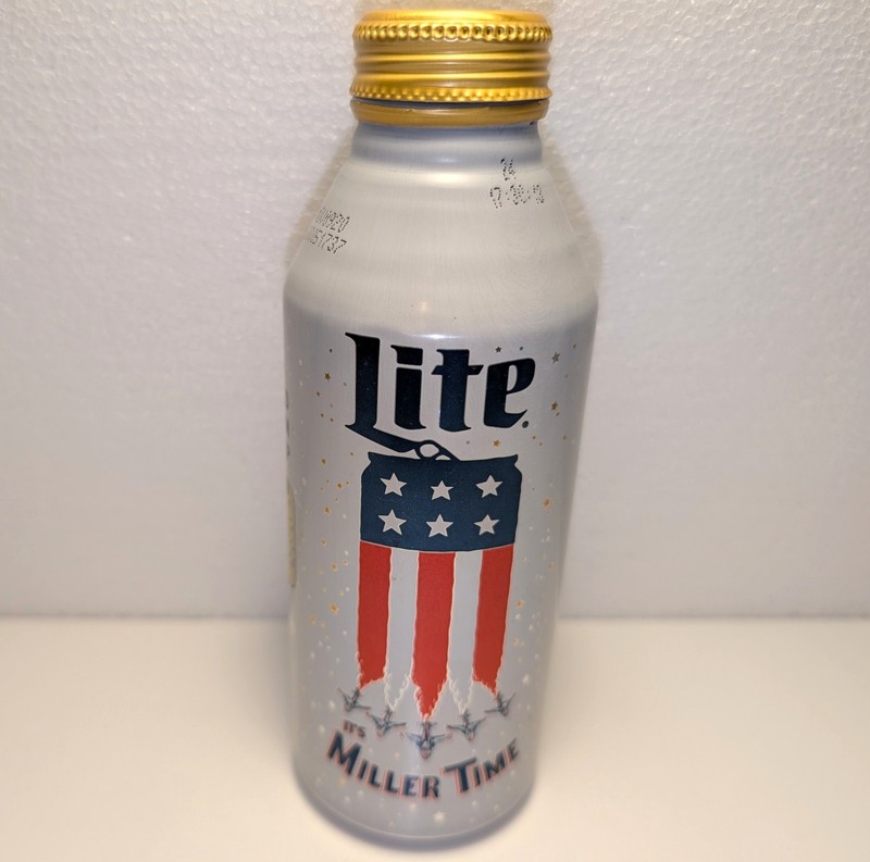 Miller Lite Stars & Stripes 16 oz. aluminum beer bottle 2020 - EMPTY