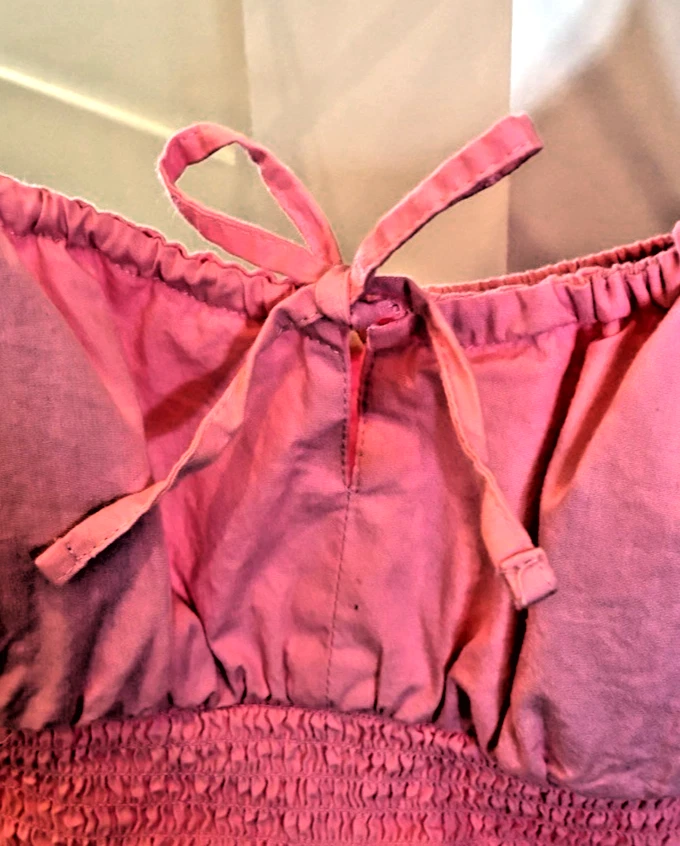 Vintage Y2K Derek Heart Top Women M Pink Chiffon Lined Cami Smocked Babydoll - Image 3 of 4