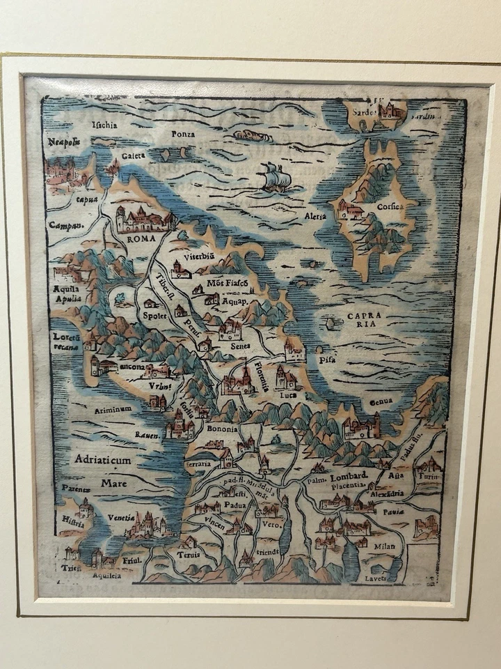 16th Century Woodcut Atlas Map Of Northern Italy By Sebastian Munster Circa 1560 - Image 2 of 4